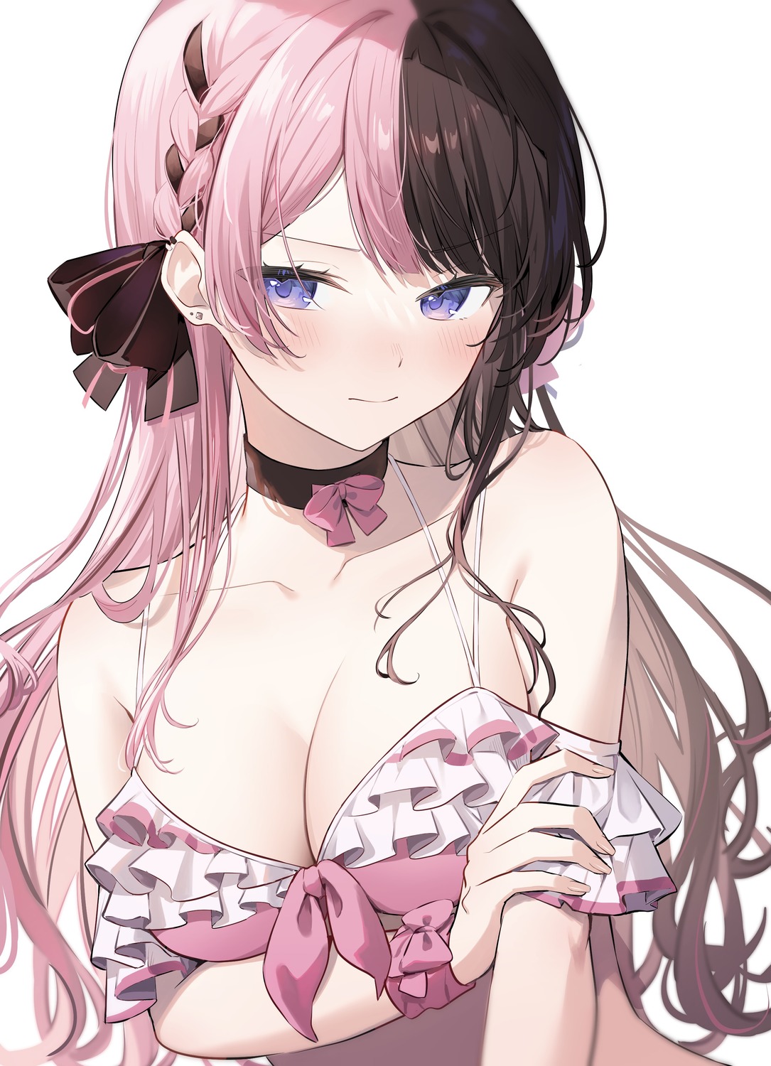bikini_top, breast_hold, iris_black_games, swimsuits, tachibana_hinano, vspo!, yuzutouhu_ika