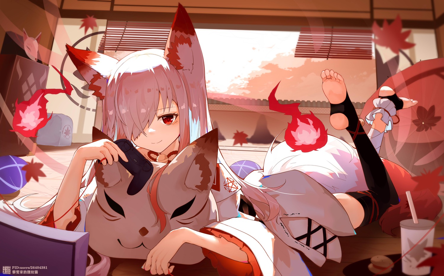 animal_ears, feet, jpeg_artifacts, liwendala, tail, thighhighs