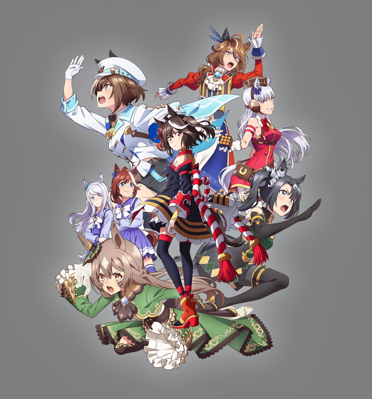 animal_ears, cheval_grand_(umamusume), gold_ship_(umamusume), heels, kitasan_black_(umamusume), mejiro_mcqueen_(umamusume), pantyhose, satono_crown_(umamusume)