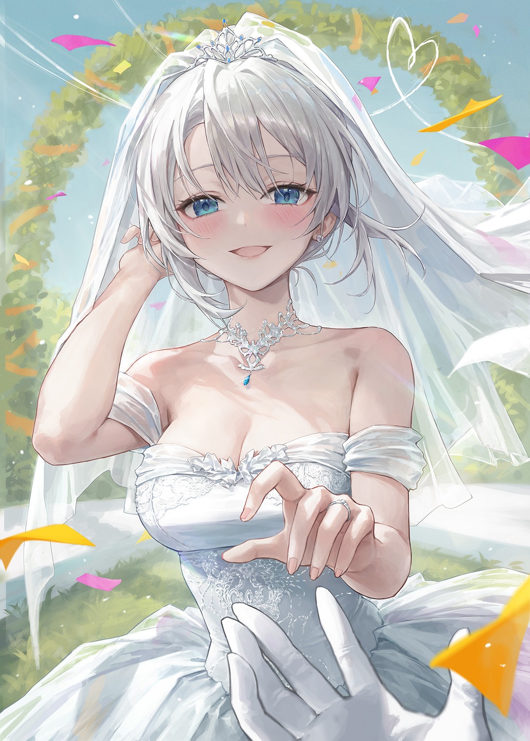 dress, no_bra, roha, see_through, shimotsuki-san_wa_mob_ga_suki, shimotsuki_shiho, wedding_dress