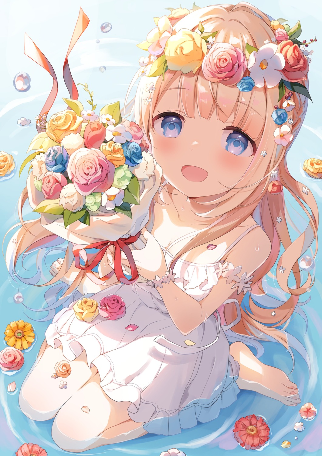 buchi_(y0u0ri_), dress, indie_virtual_youtuber, summer_dress, wet, yukinoshita_peo