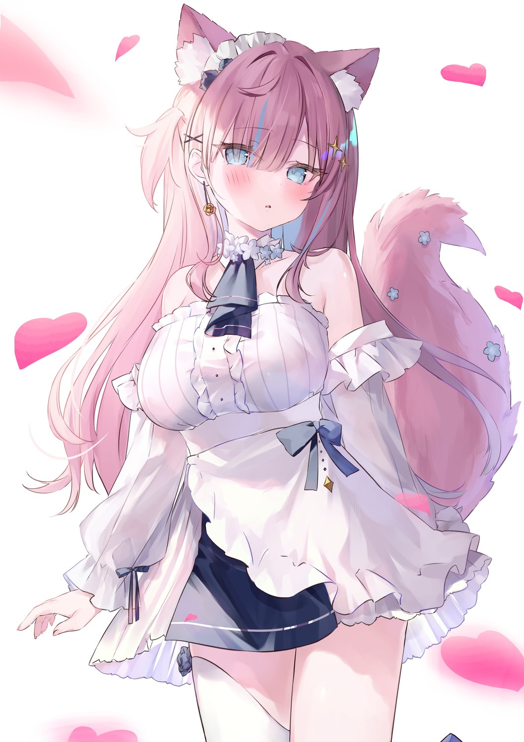 animal_ears, hakua, indie_virtual_youtuber, maid, nekomimi, tachibana_amane_(vtuber), tail, thighhighs