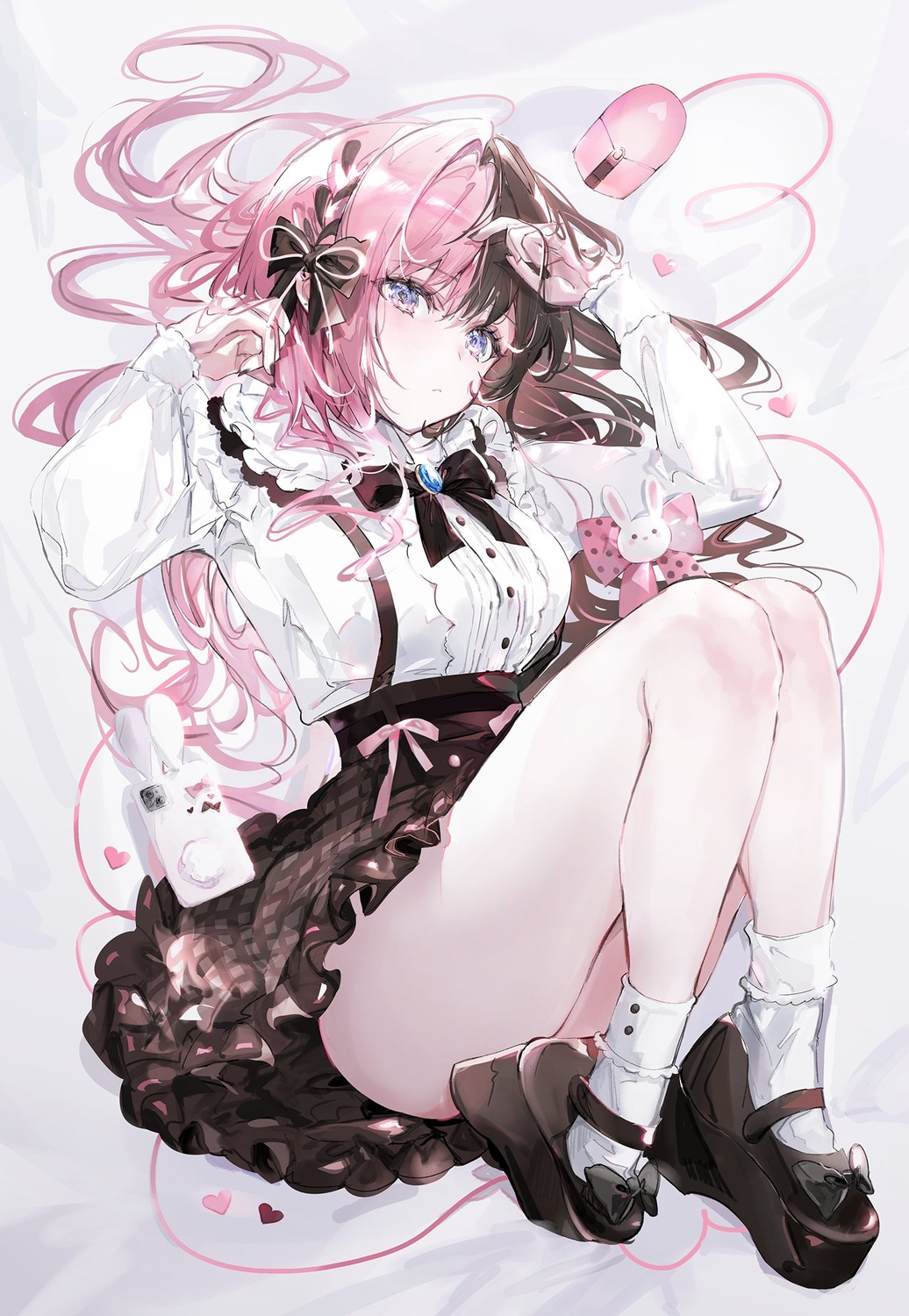 iris_black_games, shia_job, skirt_lift, tachibana_hinano, vspo!