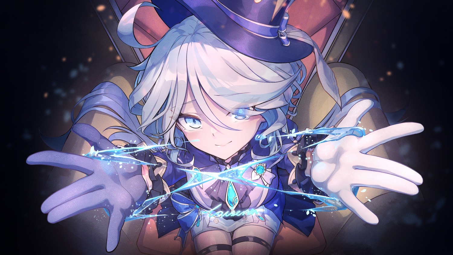 caisena, furina, garter, genshin_impact, heterochromia