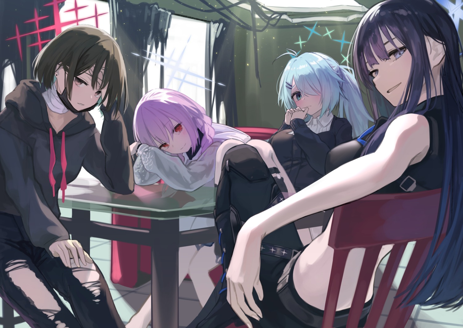 bandages, blue_archive, garter, hakari_atsuko, halo, imashino_misaki, joumae_saori, kuro_shiraga