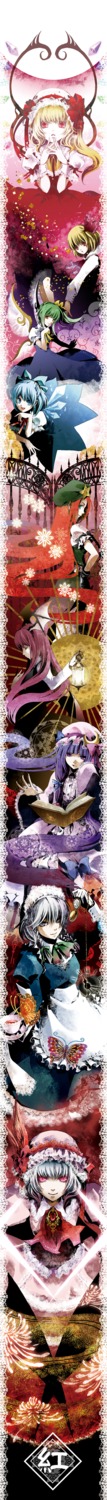 cirno, daiyousei, dress, flandre_scarlet, hong_meiling, izayoi_sakuya, koakuma, mochinu