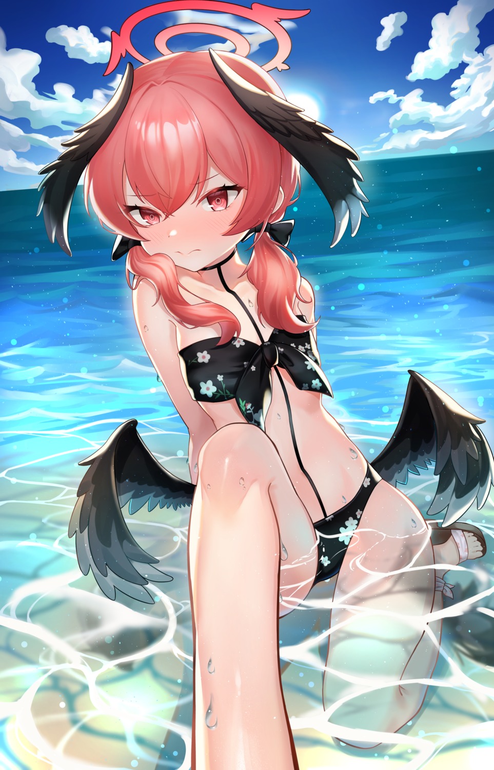 bikini, blue_archive, halo, kinrup, shimoe_koharu, swimsuits, wet, wings