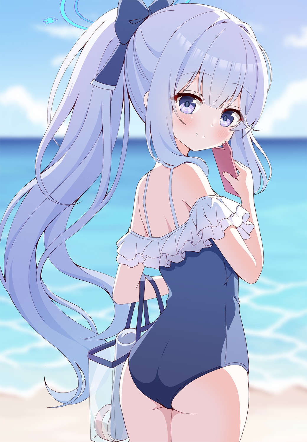 ass, azel_(laevateinn495), blue_archive, halo, swimsuits, tsukiyuki_miyako