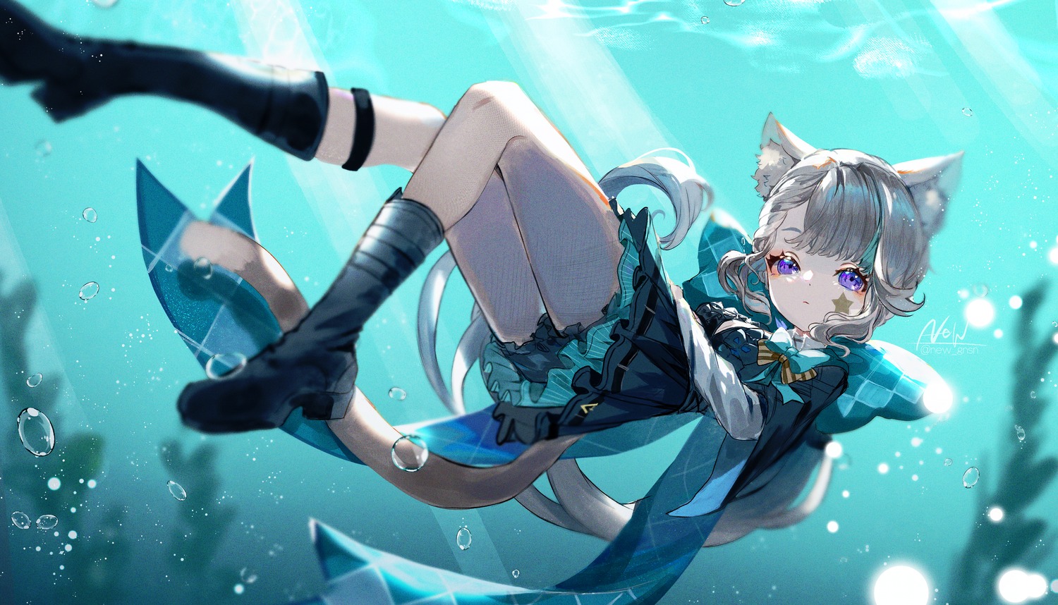 animal_ears, genshin_impact, lynette, nekomimi, new_gnsn, tail, tattoo