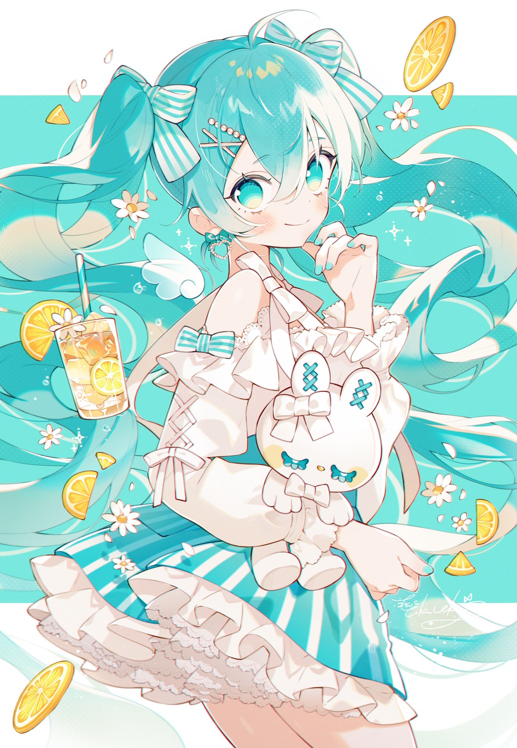 dress, hatsune_miku, skirt_lift, uekura_eku, vocaloid, wings