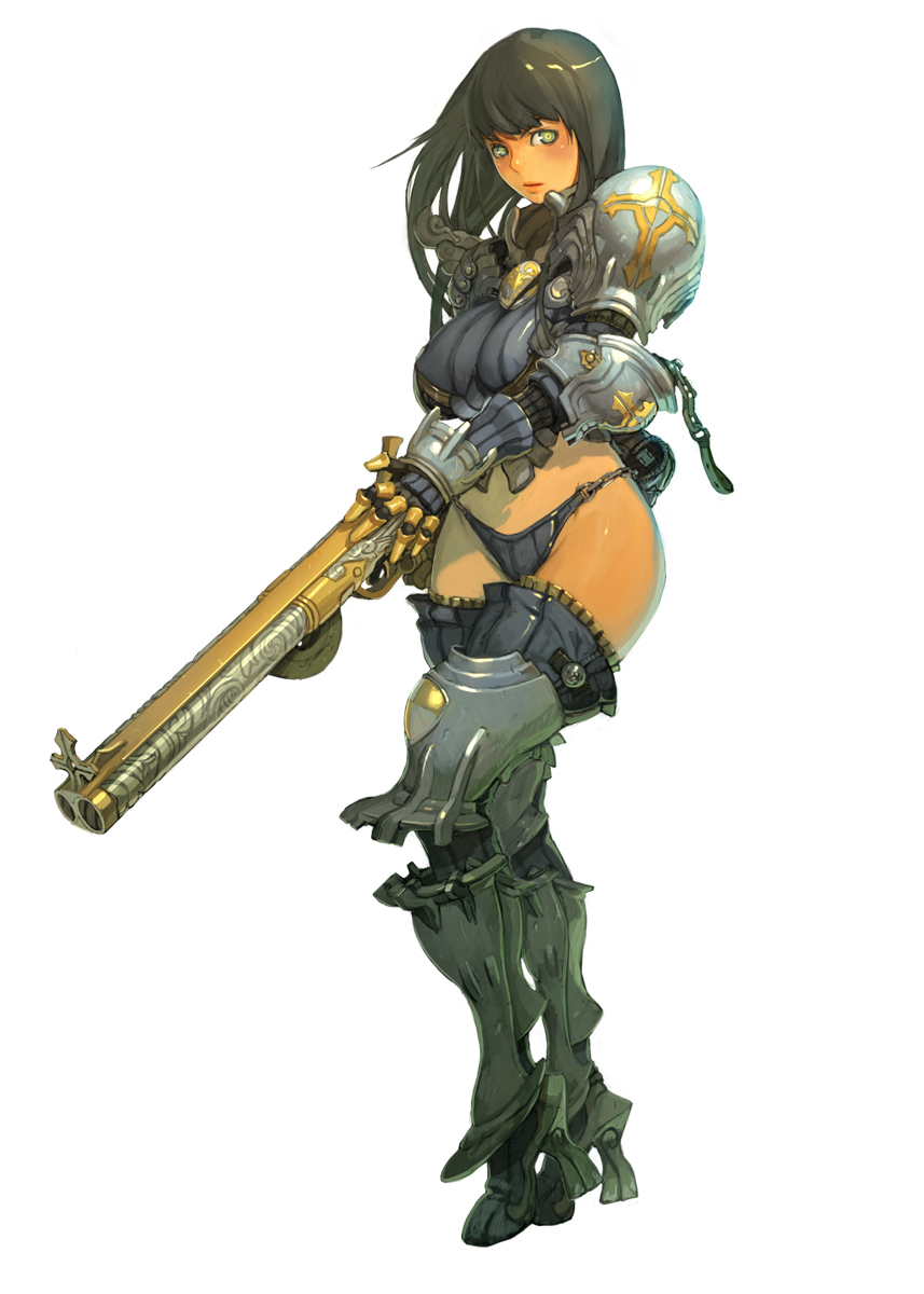 armor, gun, thighhighs, weltol