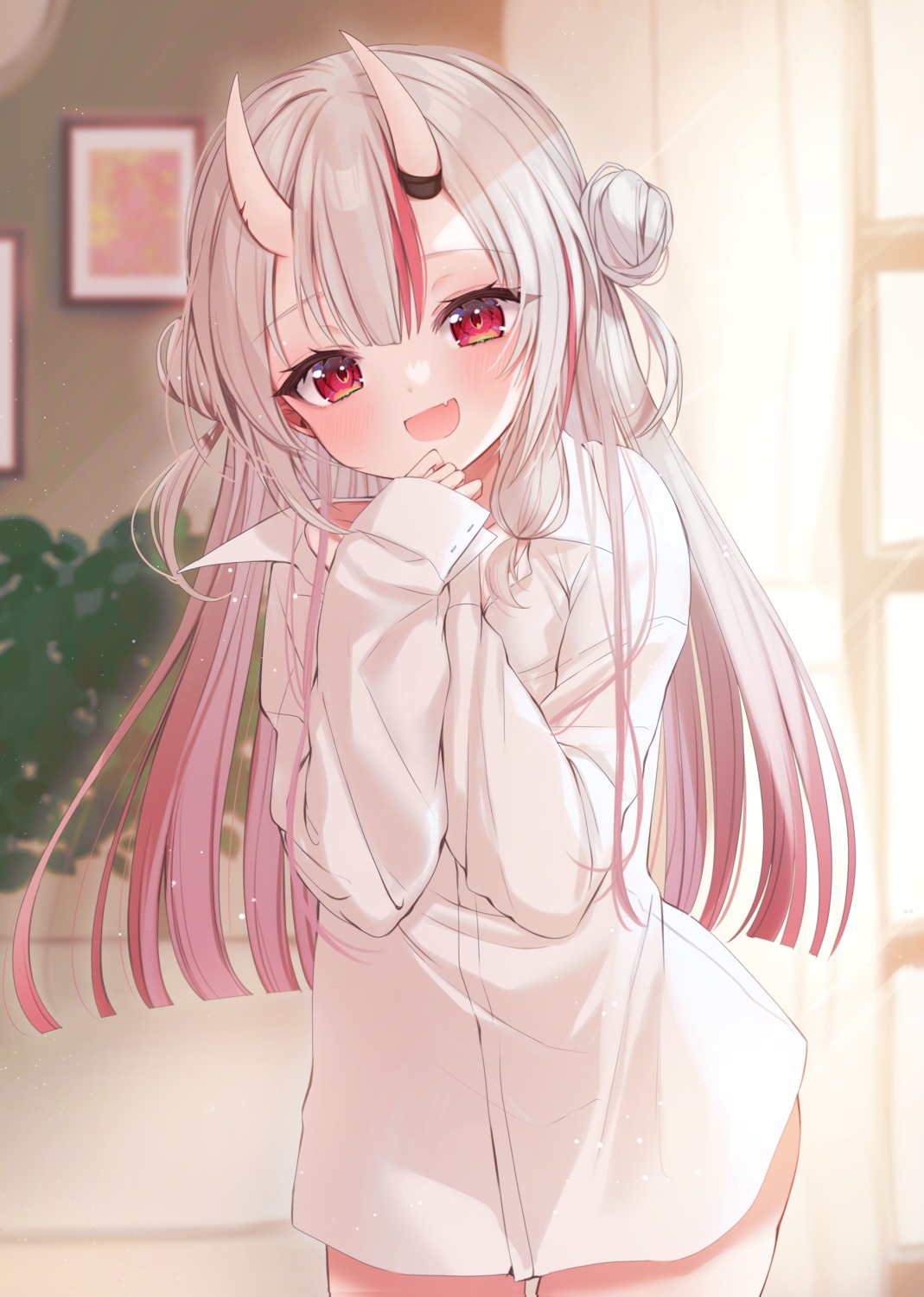 dress_shirt, hololive, horns, ineka, nakiri_ayame