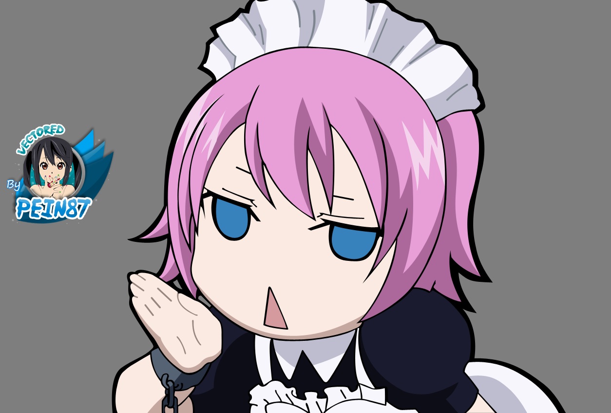 chibi, fairy_tail, k-on!, maid, nakano_azusa, vector_trace, virgo_(fairy_tail), watermark