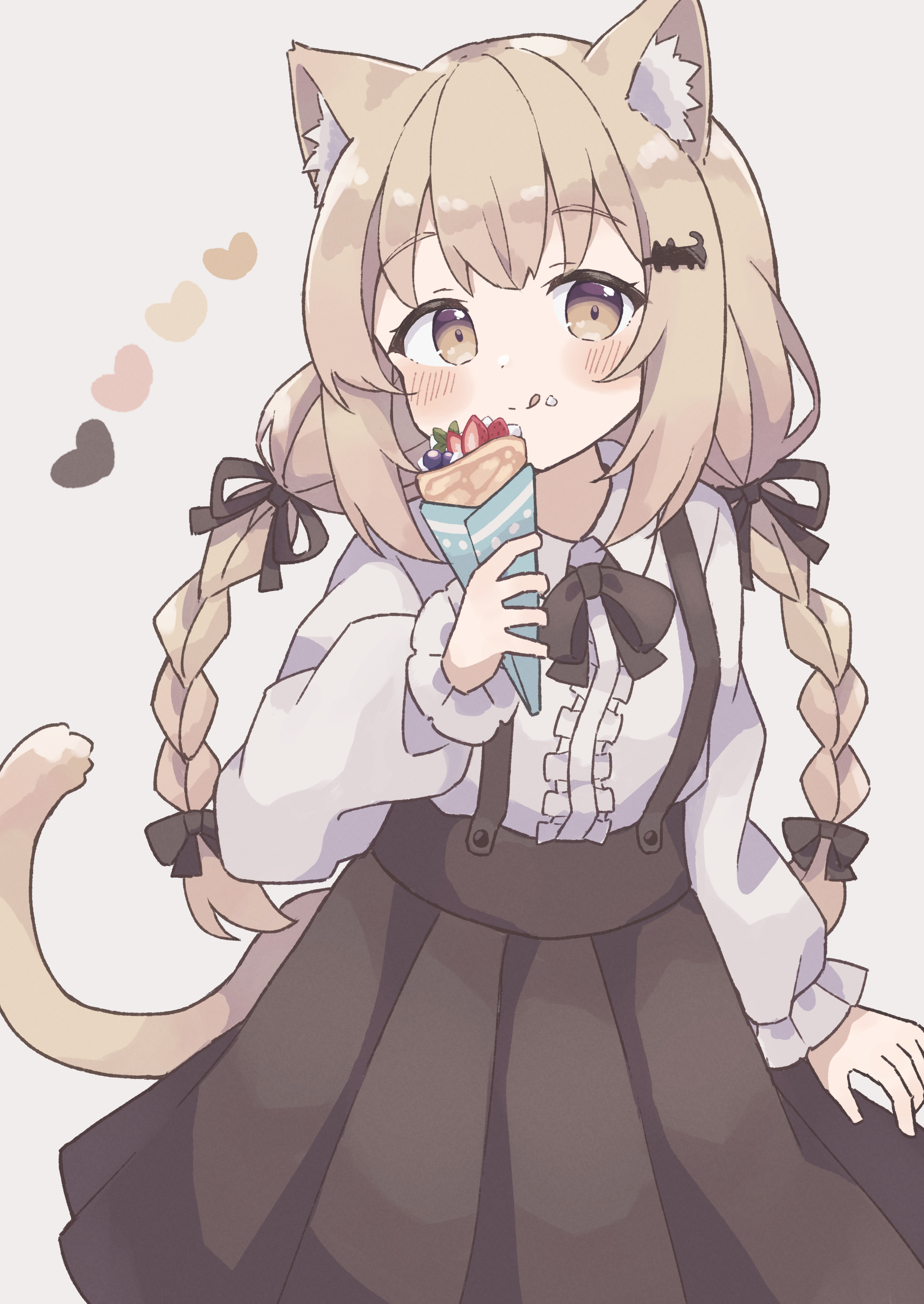 animal_ears, colon_br, cream, nekomimi, tail
