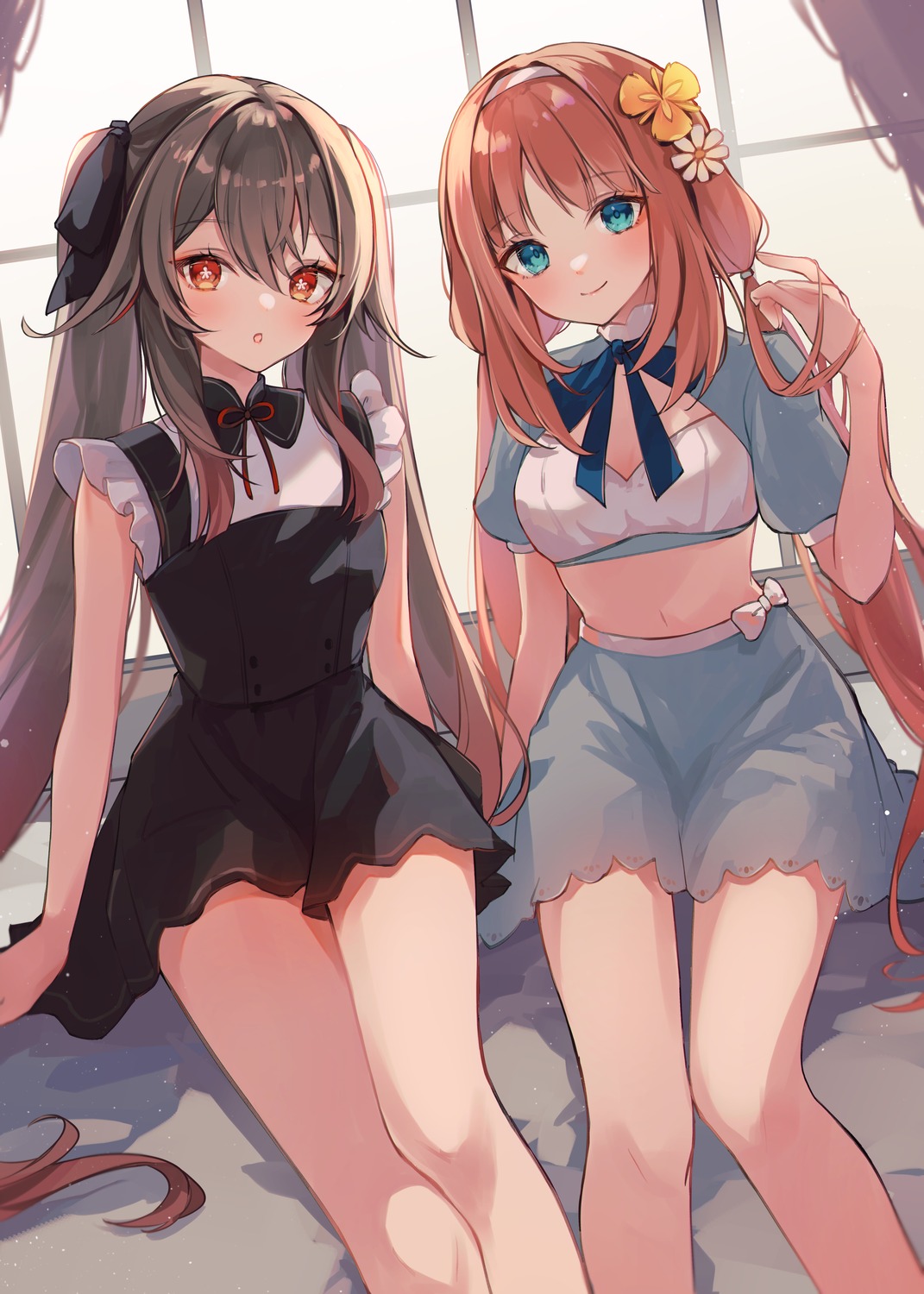 7aka_ne11, cleavage, dress, genshin_impact, hu_tao, lolita_fashion, nilou