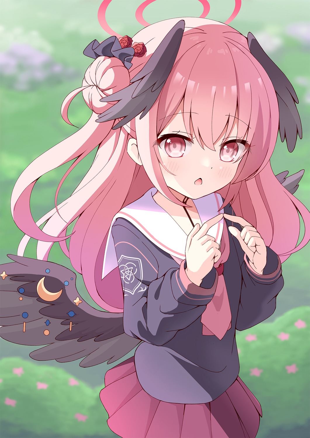azel_(laevateinn495), blue_archive, cosplay, halo, misono_mika, seifuku, shimoe_koharu, wings