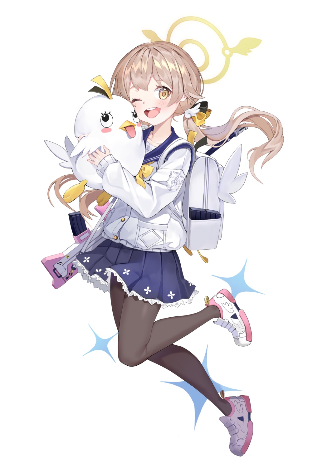 ajitani_hifumi, angel, blue_archive, pantyhose, posom, seifuku, sweater, wings