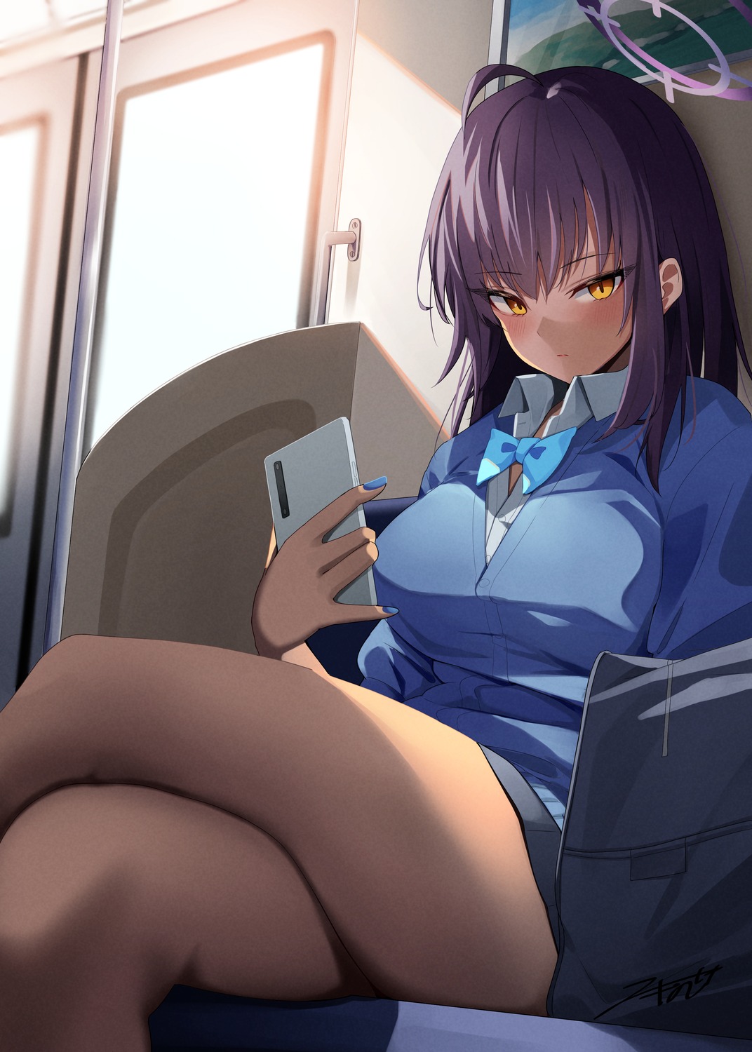 akinoji_(akiponpon27), blue_archive, halo, kakudate_karin, seifuku, sweater