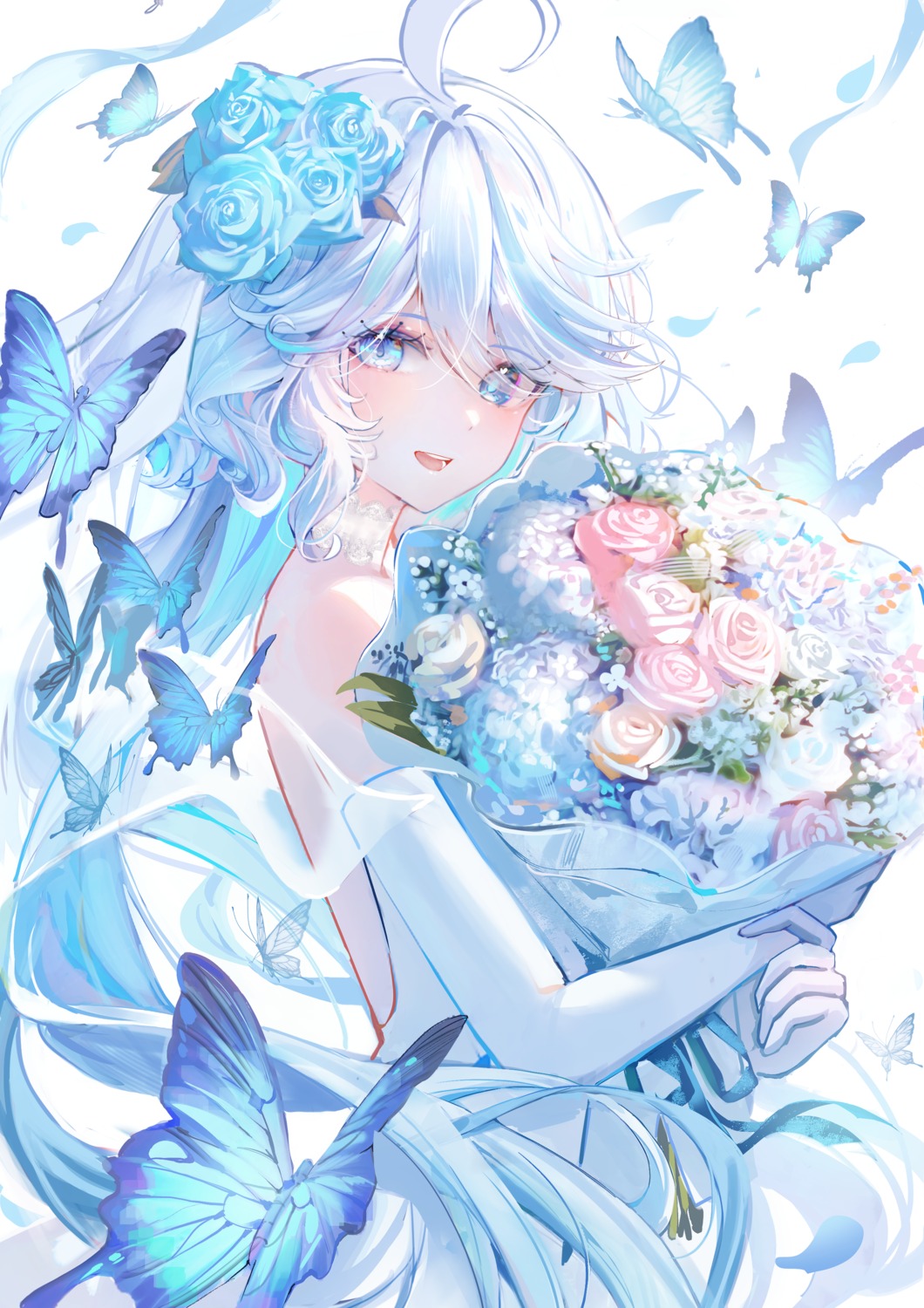datsha, dress, furina, genshin_impact, heterochromia, wedding_dress