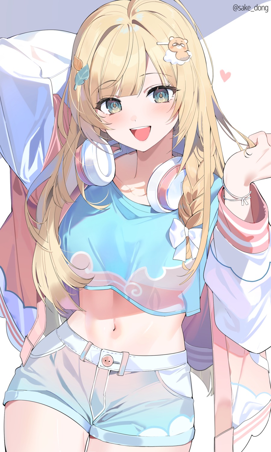 headphones, hololive, kazama_iroha, sake_dong, see_through
