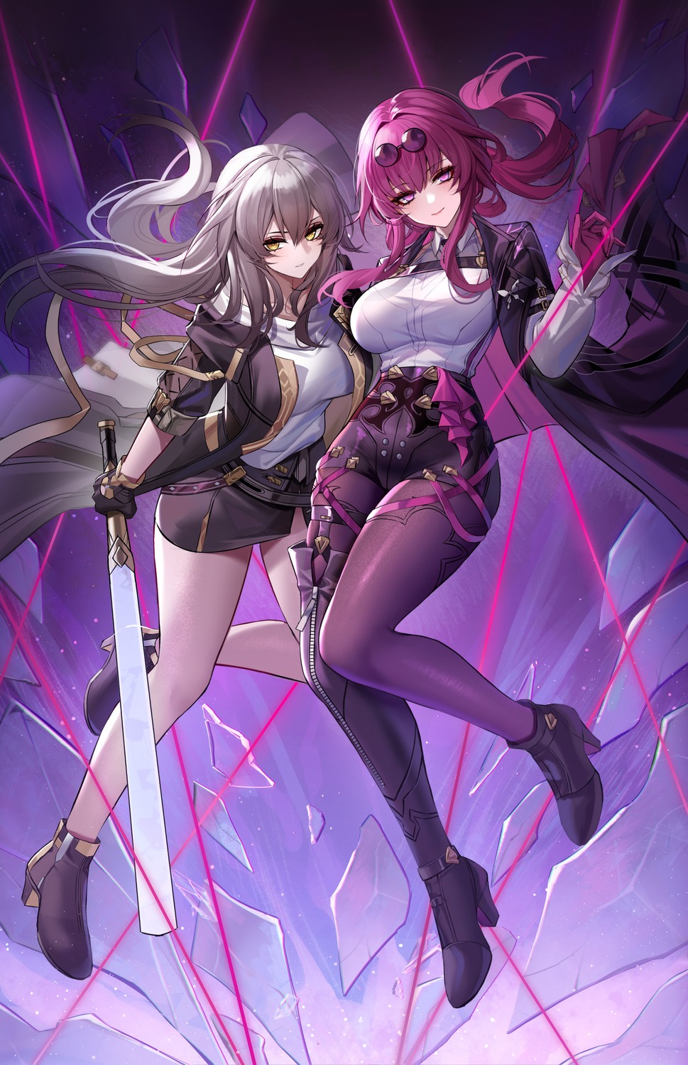 eternity_(shadeh), garter, heels, honkai:_star_rail, kafka_(honkai:_star_rail), megane, pantyhose, stelle