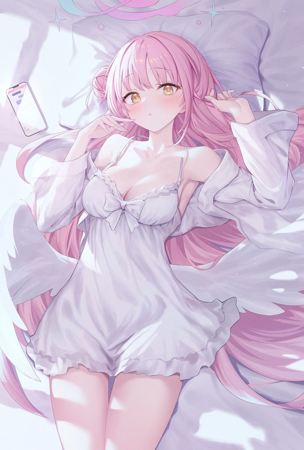 angel, blue_archive, dress, misono_mika, no_bra, roi_(liu_tian), wings