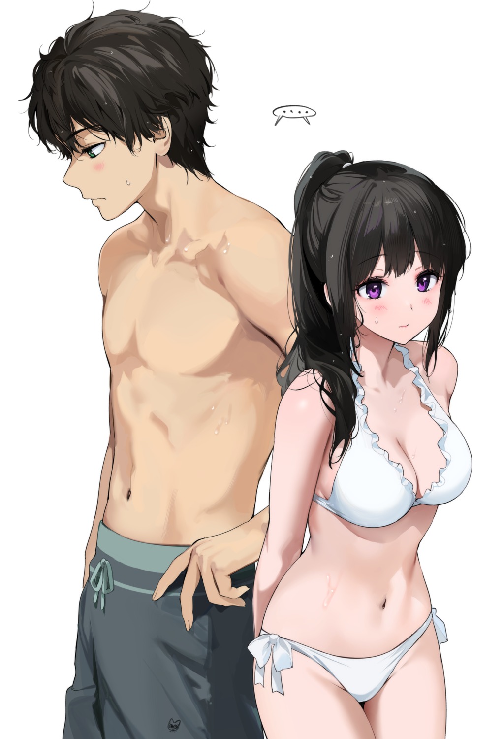 bikini, chitanda_eru, hyouka, mery_(yangmalgage), oreki_houtarou, swimsuits
