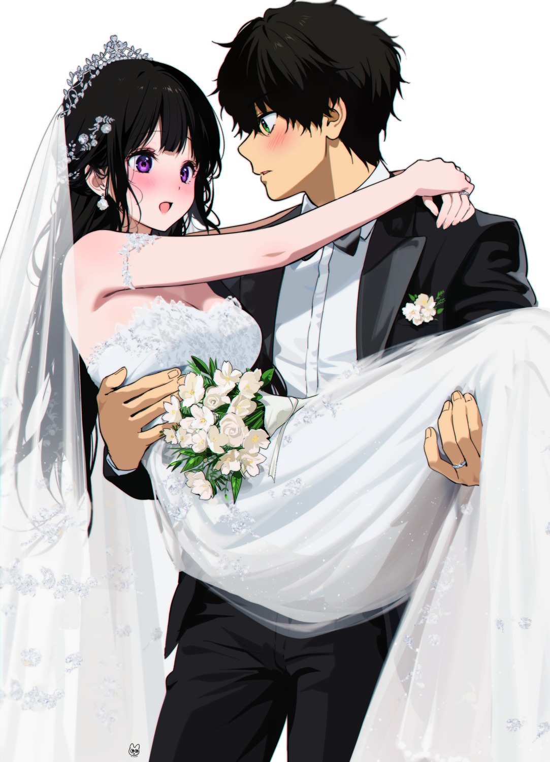 chitanda_eru, dress, hyouka, mery_(yangmalgage), oreki_houtarou, wedding_dress