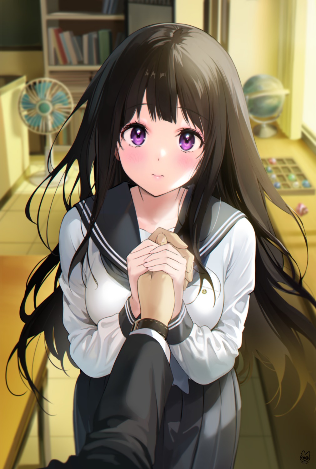 chitanda_eru, hyouka, mery_(yangmalgage), oreki_houtarou, seifuku