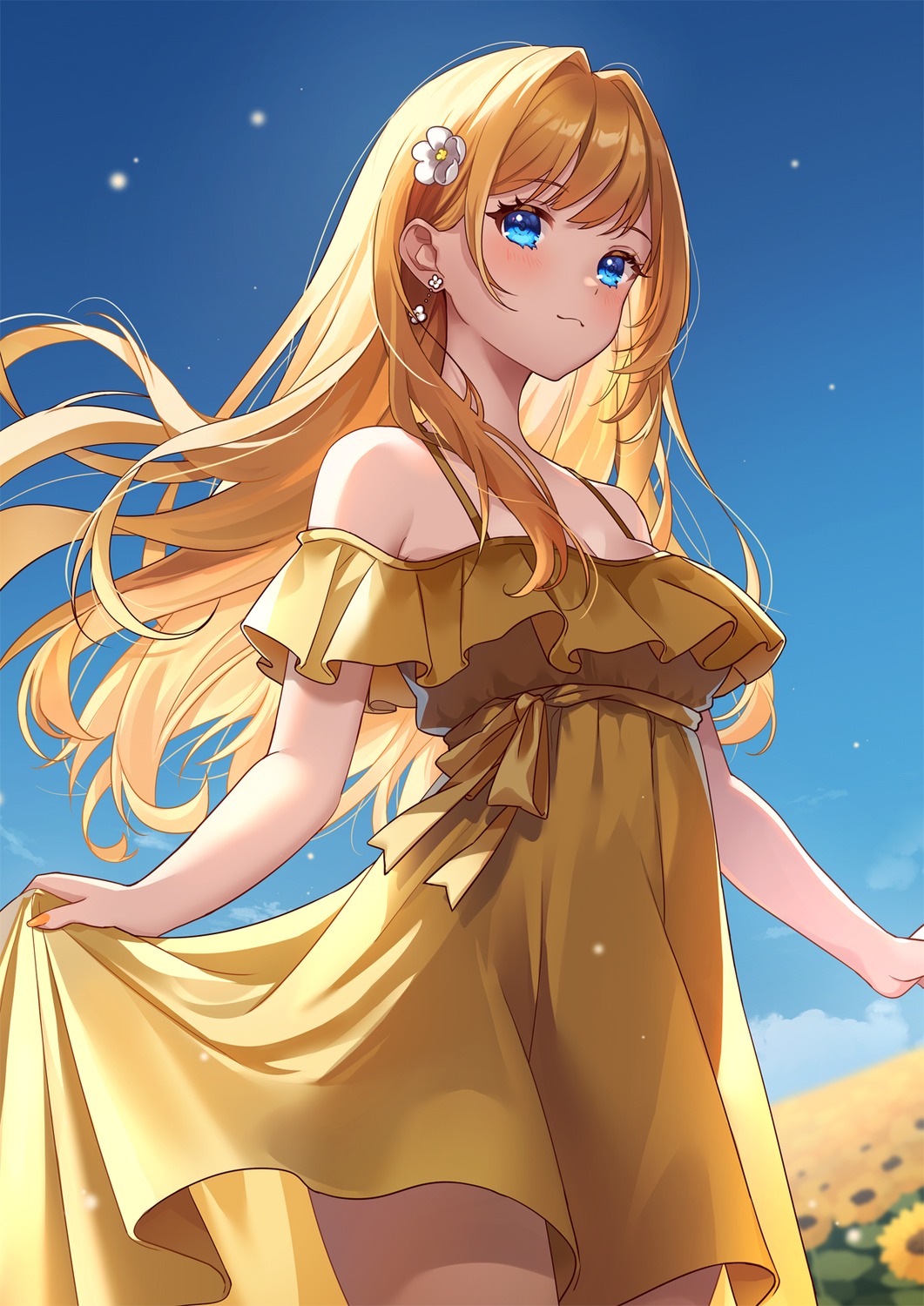 dress, fujishiro_kokoa, skirt_lift, summer_dress