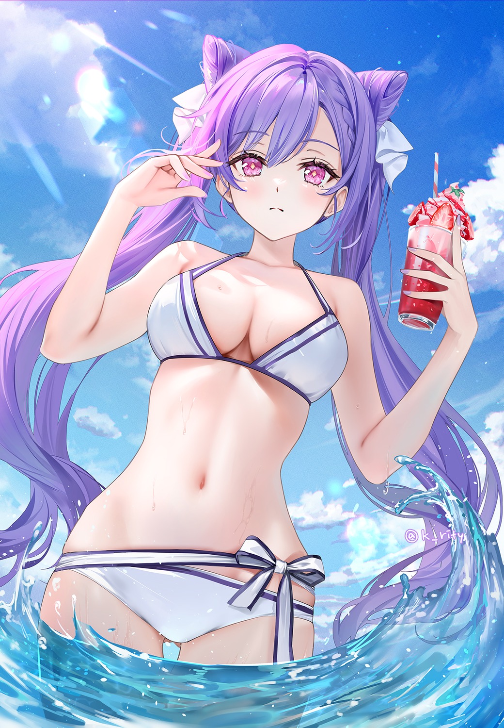 bikini, genshin_impact, keqing, rity, swimsuits, wet