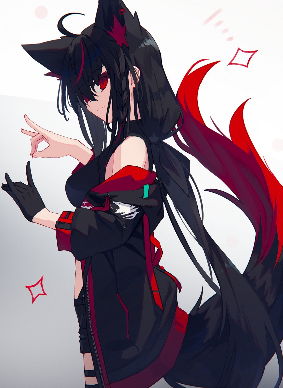 animal_ears, garter, hololive, hololive_gamers, kitsune, kurokami_fubuki, nagishiro_mito, tail