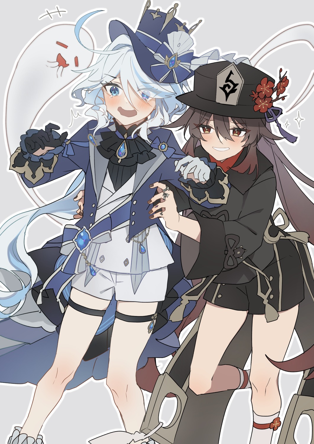 asian_clothes, furina, garter, genshin_impact, heterochromia, hoshiyui_tsukino, hu_tao