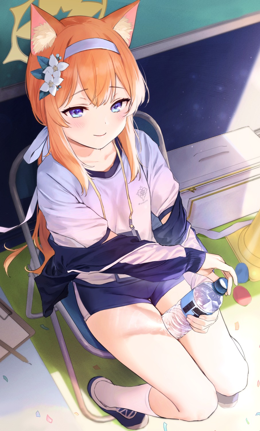 animal_ears, blue_archive, gym_uniform, halo, iochi_mari, nekomimi, umakuchi_shouyu