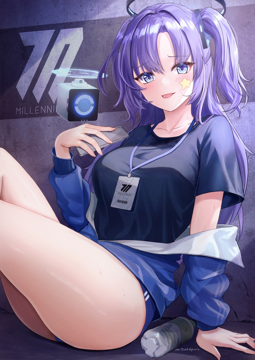 blue_archive, buruma, gym_uniform, halo, hayase_yuuka, mitsukayurie, tattoo