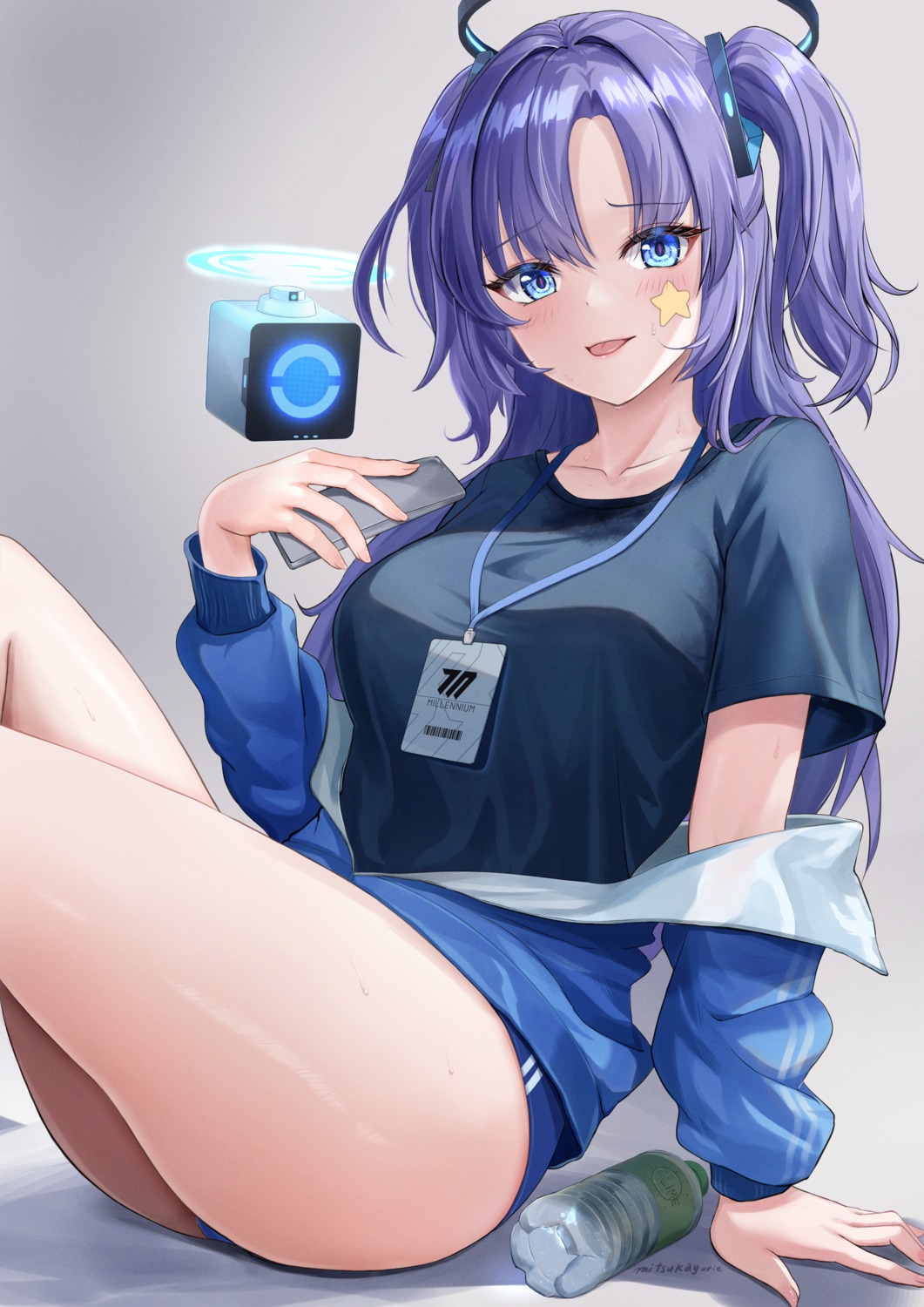 blue_archive, buruma, gym_uniform, halo, hayase_yuuka, mitsukayurie, tattoo