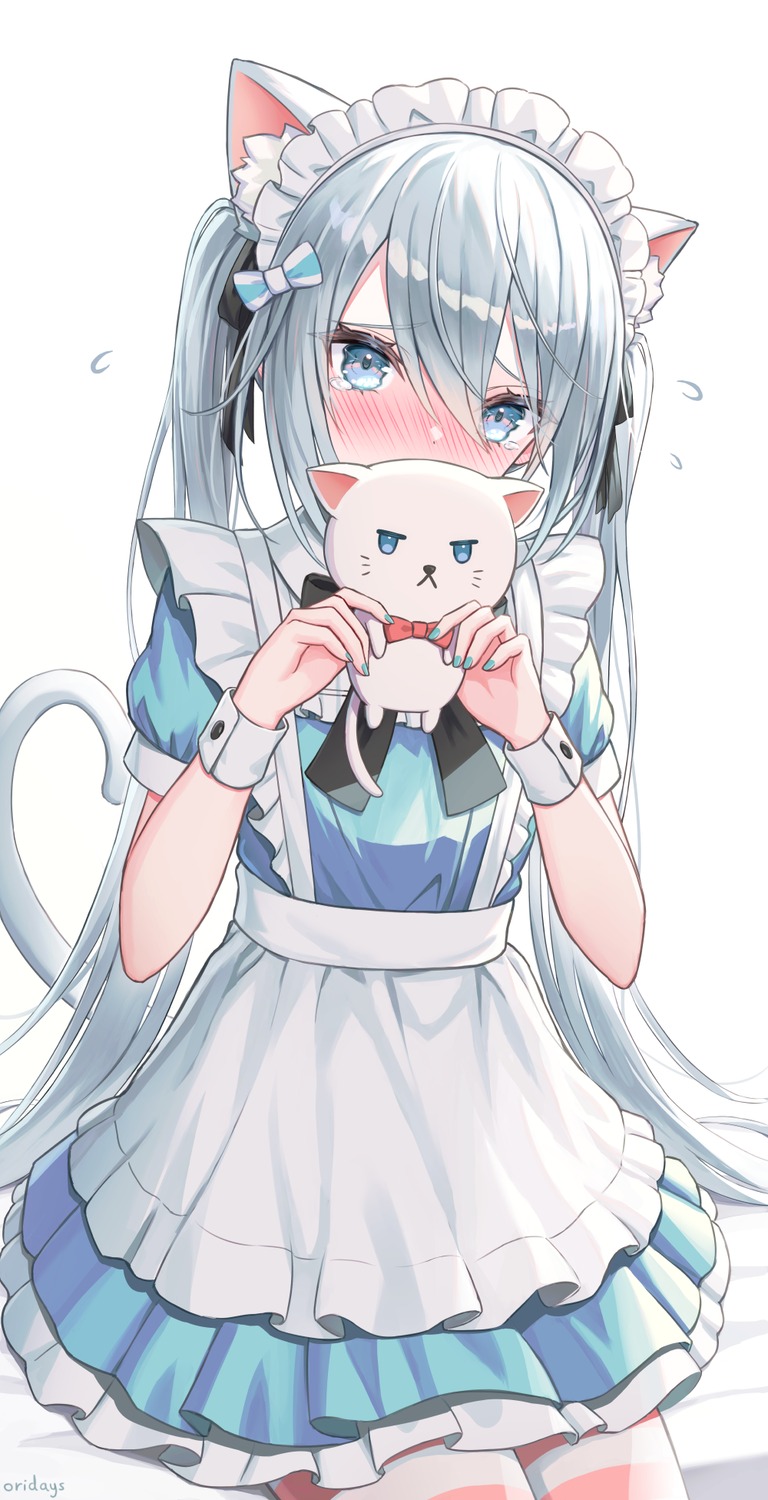 animal_ears, maid, nekomimi, oridays, pantyhose, tail