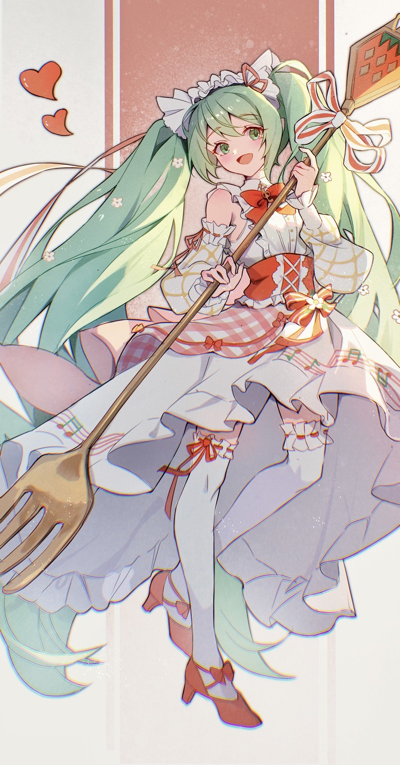 cloudyman, dress, hatsune_miku, heels, strawberry_miku, thighhighs, vocaloid