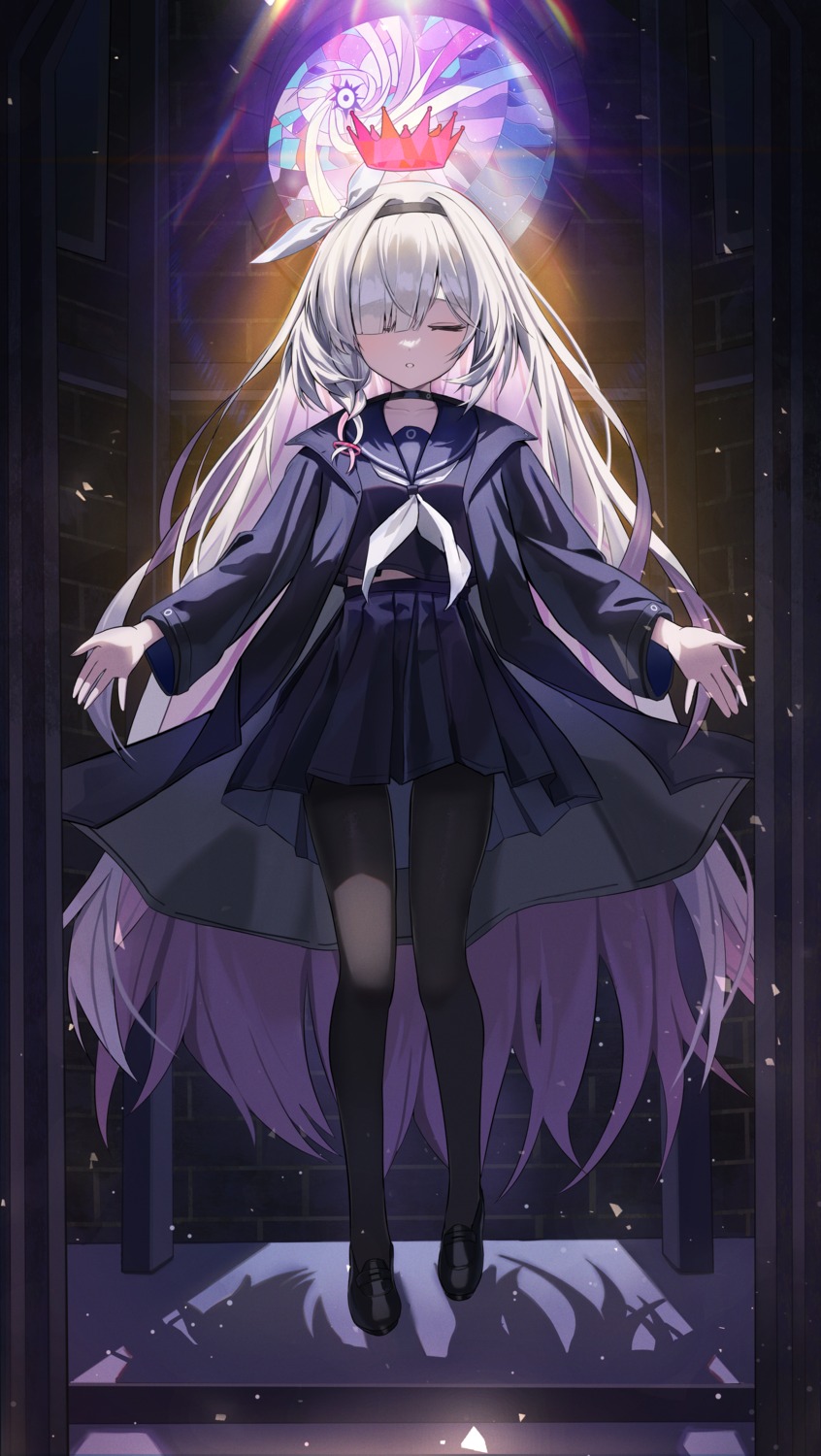 arona_(blue_archive), blue_archive, halo, iv_(iv70311741), pantyhose, plana_(blue_archive), seifuku