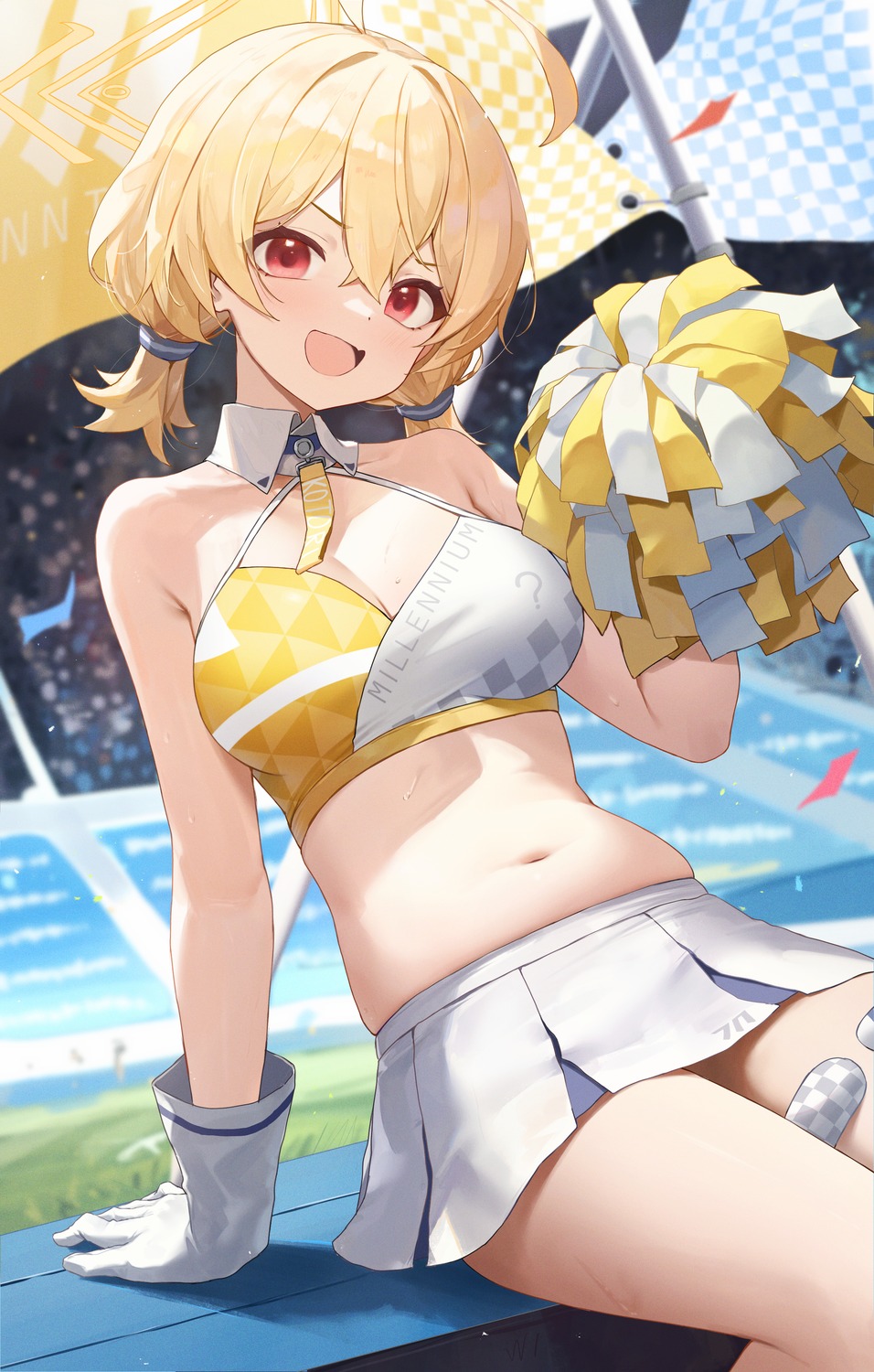 blue_archive, cheerleader, garter, halo, toi1et_paper, toyomi_kotori