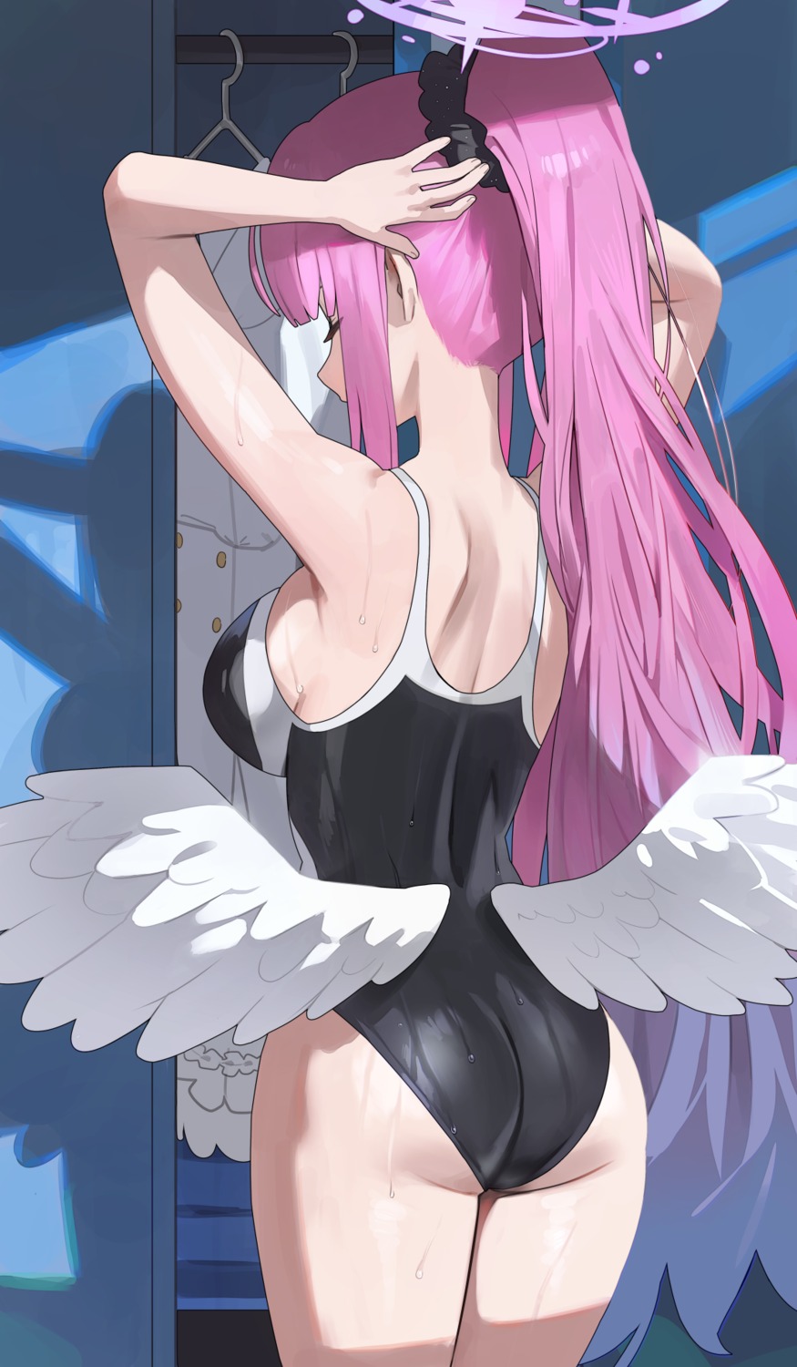 angel, ass, blue_archive, hood_(james_x), misono_mika, swimsuits, wings