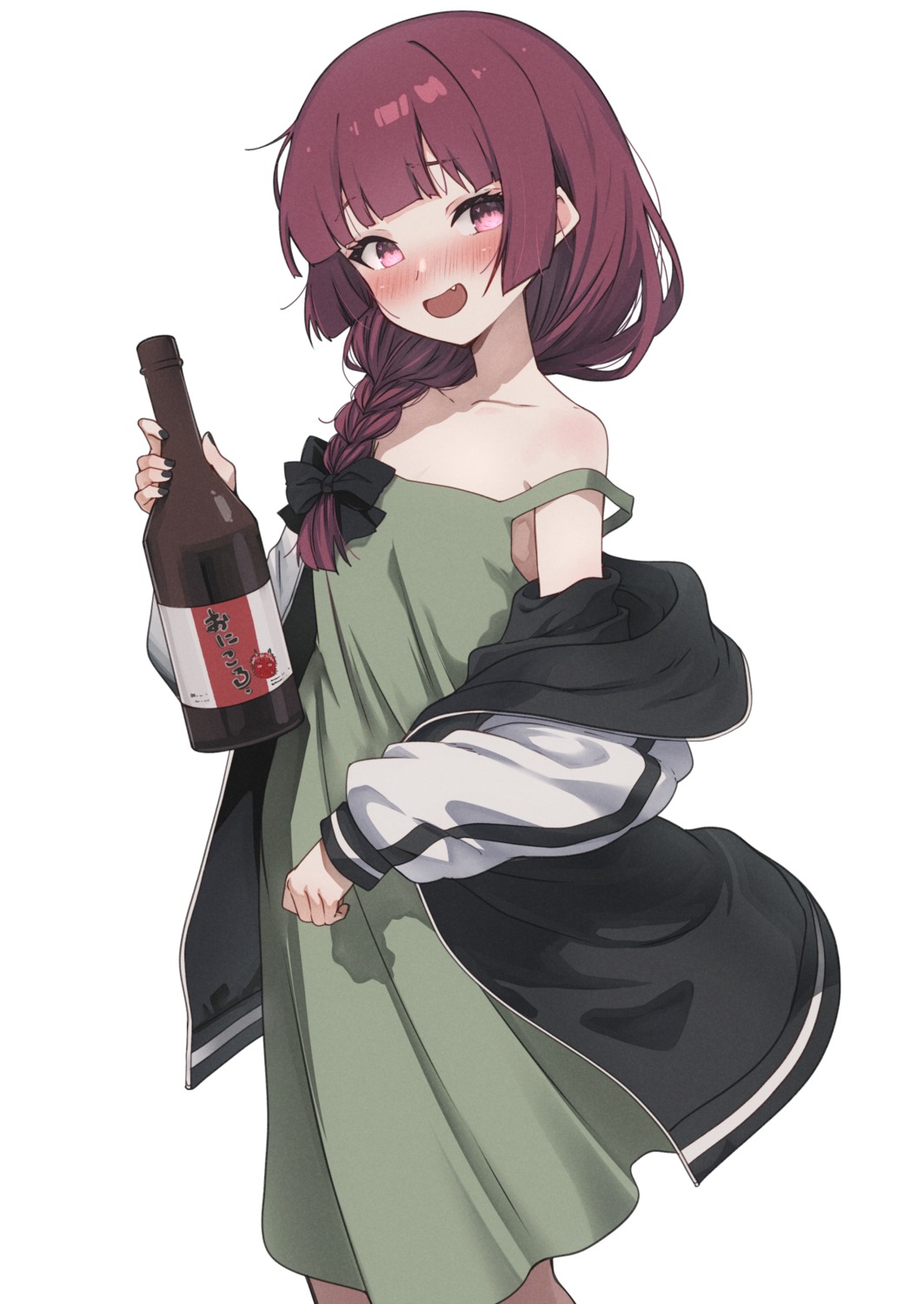 bocchi_the_rock!, dress, hiroi_kikuri, no_bra, sake, tsukasa2048