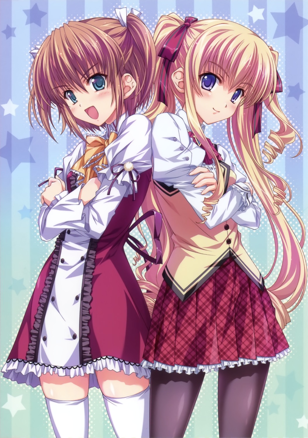 hakuouin_ayaka, onisaki_yukari, pantyhose, princess_party, seifuku, thighhighs, tsukasa_yuuki