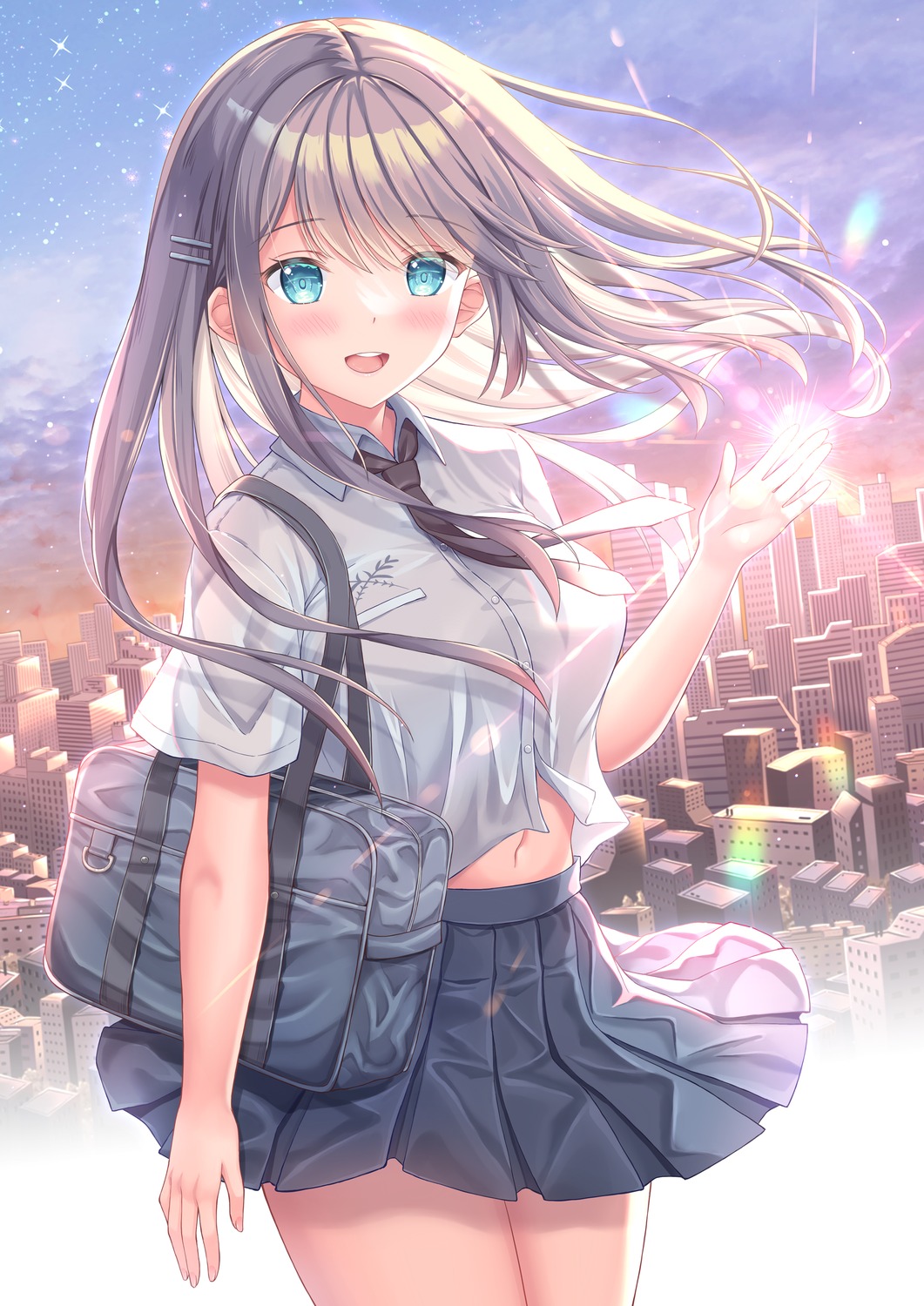 seifuku, skirt_lift, yuriko_(jun&yuri)