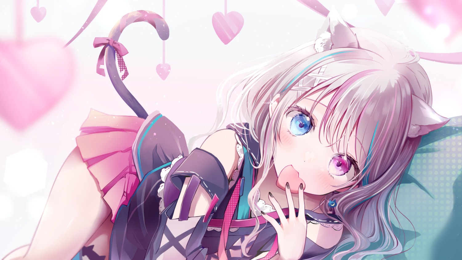 animal_ears, heterochromia, irono1910, nekomimi, tail