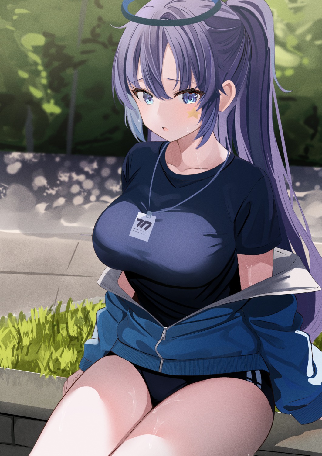 blue_archive, buruma, gym_uniform, halo, hayase_yuuka, tattoo, touyou_(39kir)