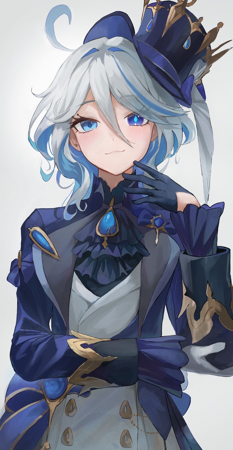 furina, genshin_impact, heterochromia, uniform, yonesdraws