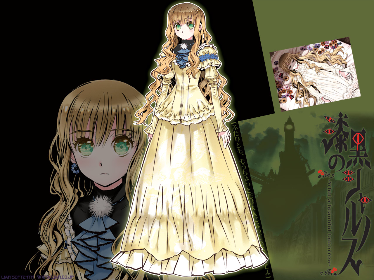 akira_(kaned_fools), charlotte_bronte, dress, shikkoku_no_sharnoth, wallpaper