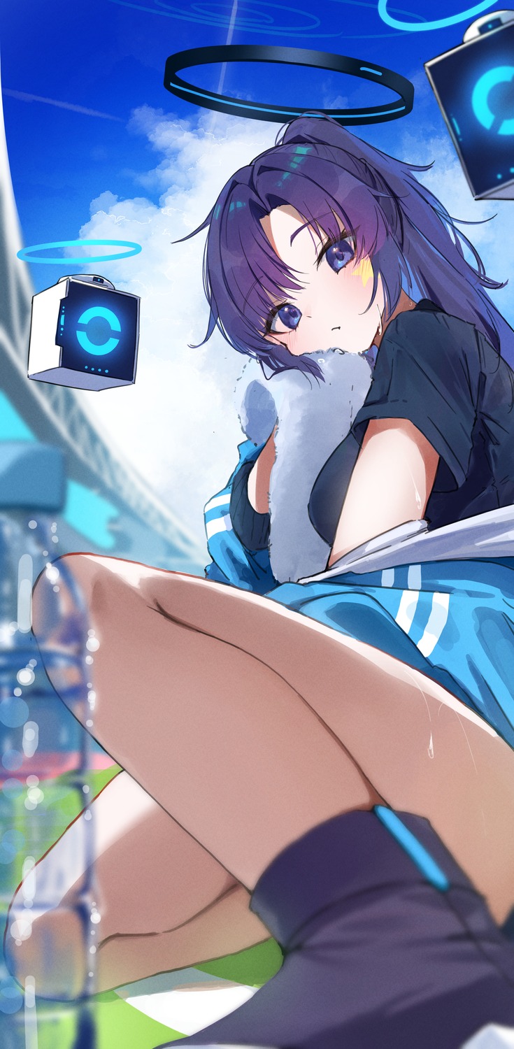 blue_archive, gym_uniform, halo, hayase_yuuka, shiro_marimo, tattoo, wet