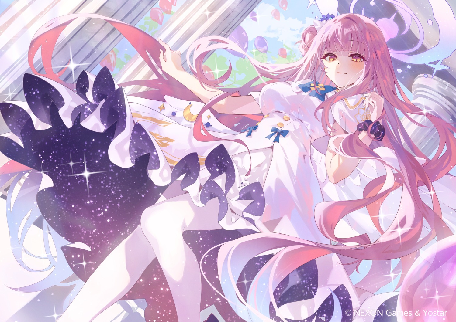 angel, arutera, blue_archive, dress, misono_mika, pantyhose, skirt_lift, wings